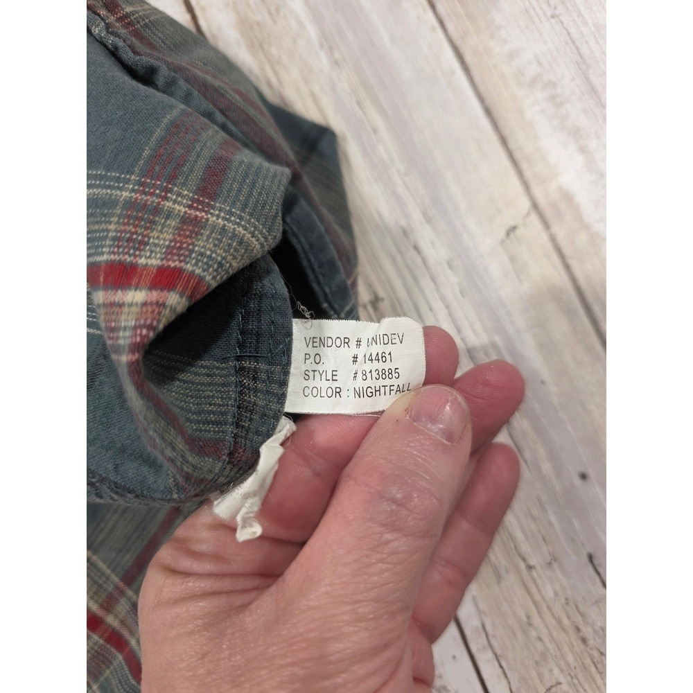 Bit & Bridle Plaid Long Sleeve Button Down Shirt Men's XL Blue Red Black Horse - Picture 9 of 11